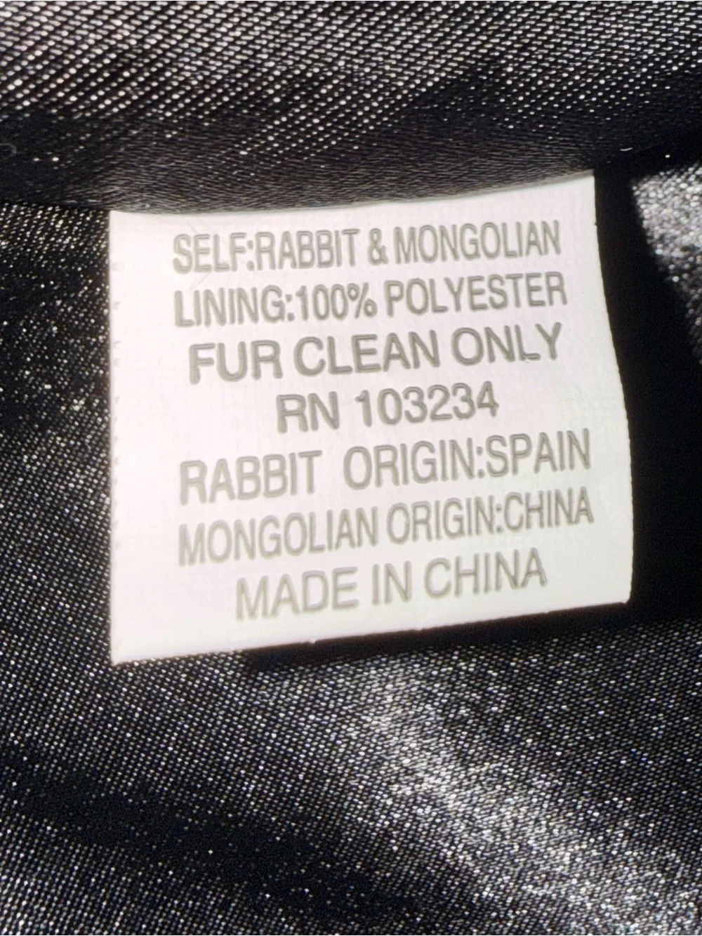 Adrienne Landau Genuine Rabbit & Mongolian Fur Jacket Black Size L